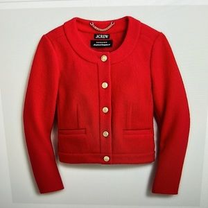 J Crew Louisa Lady jacket in Italian boiled wool in holiday red size 10